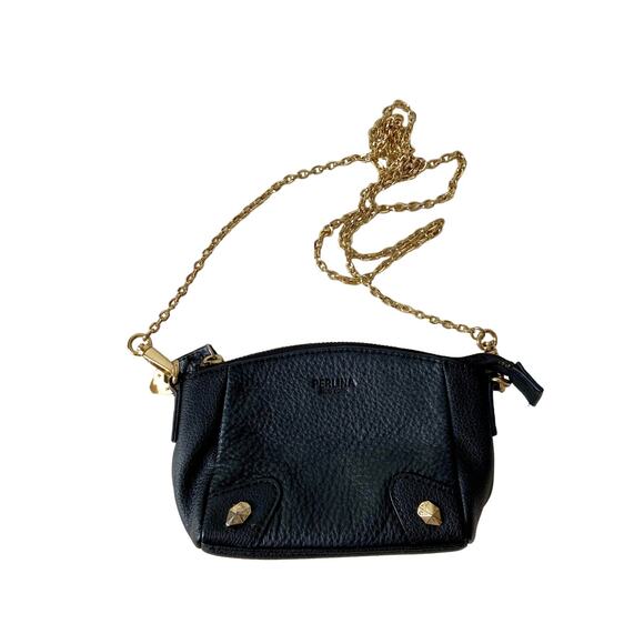 Perlina Mini Black Leather Chain Crossbody Bag Crossbody Bags